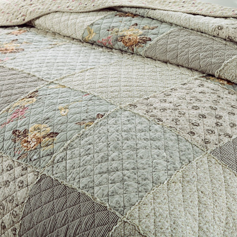 Korean Floral Quilted Bedspreads