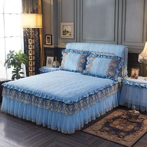 Princess Quilted Cotton Lace Bedspread Set