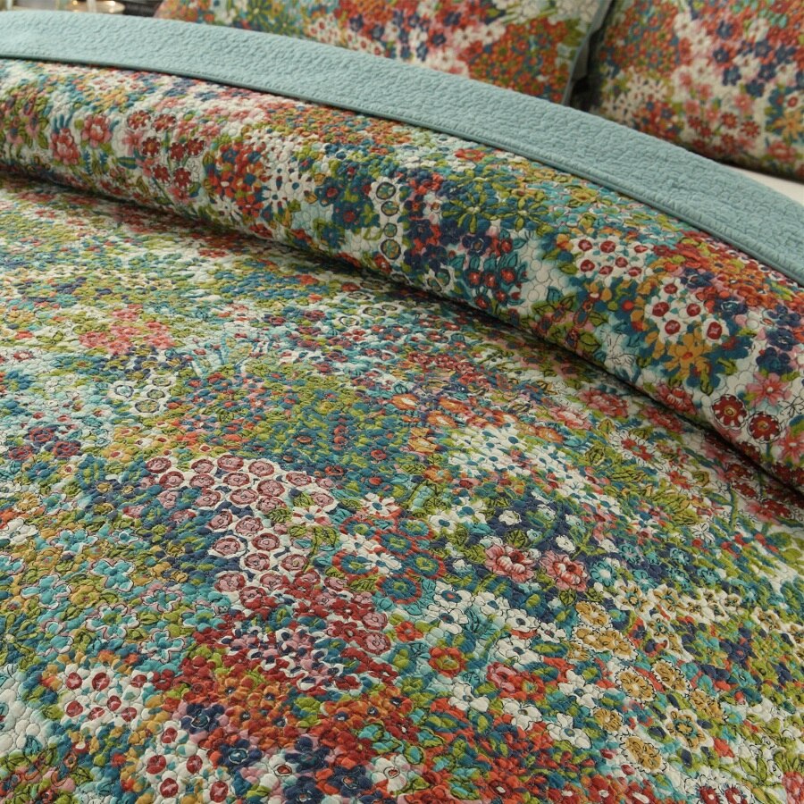 Washed Floral Pattern Bedspread