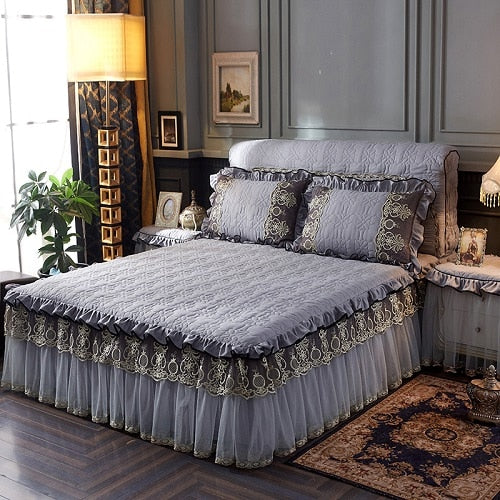 Princess Quilted Cotton Lace Bedspread Set