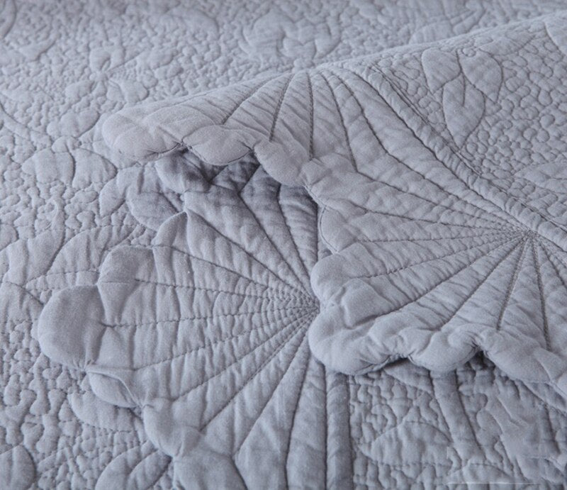 Chic Reversible Quilted Embroidery Bedspread