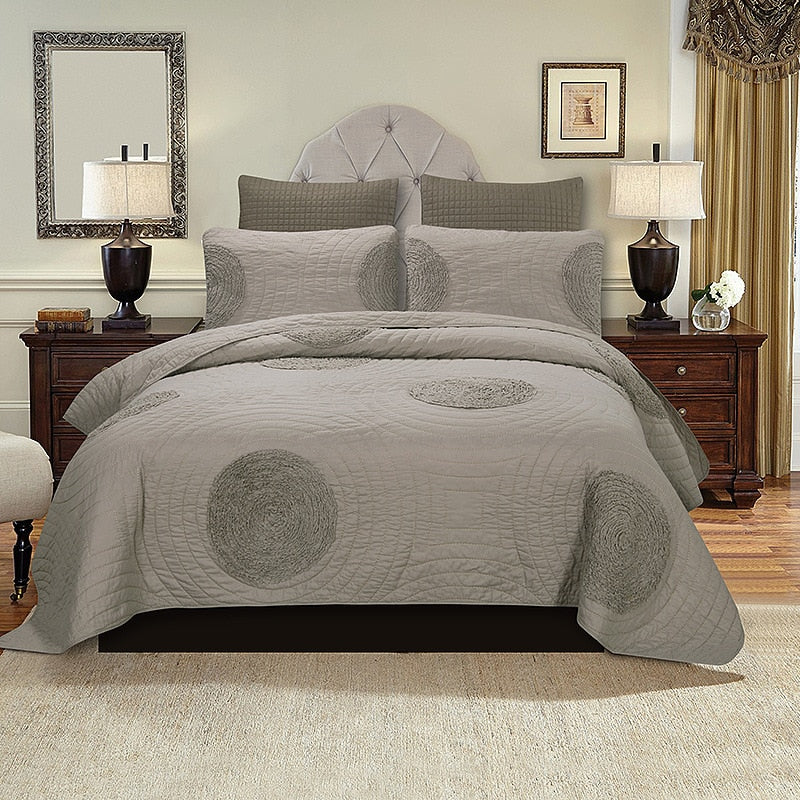 Handmade Applique Floral Chic Quilted Bedspread