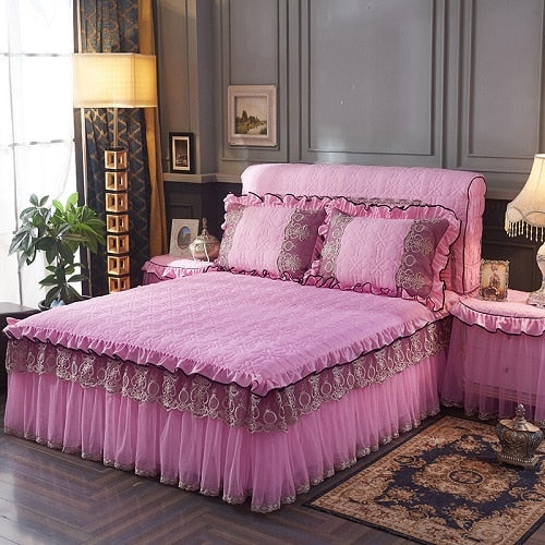 Princess Quilted Cotton Lace Bedspread Set
