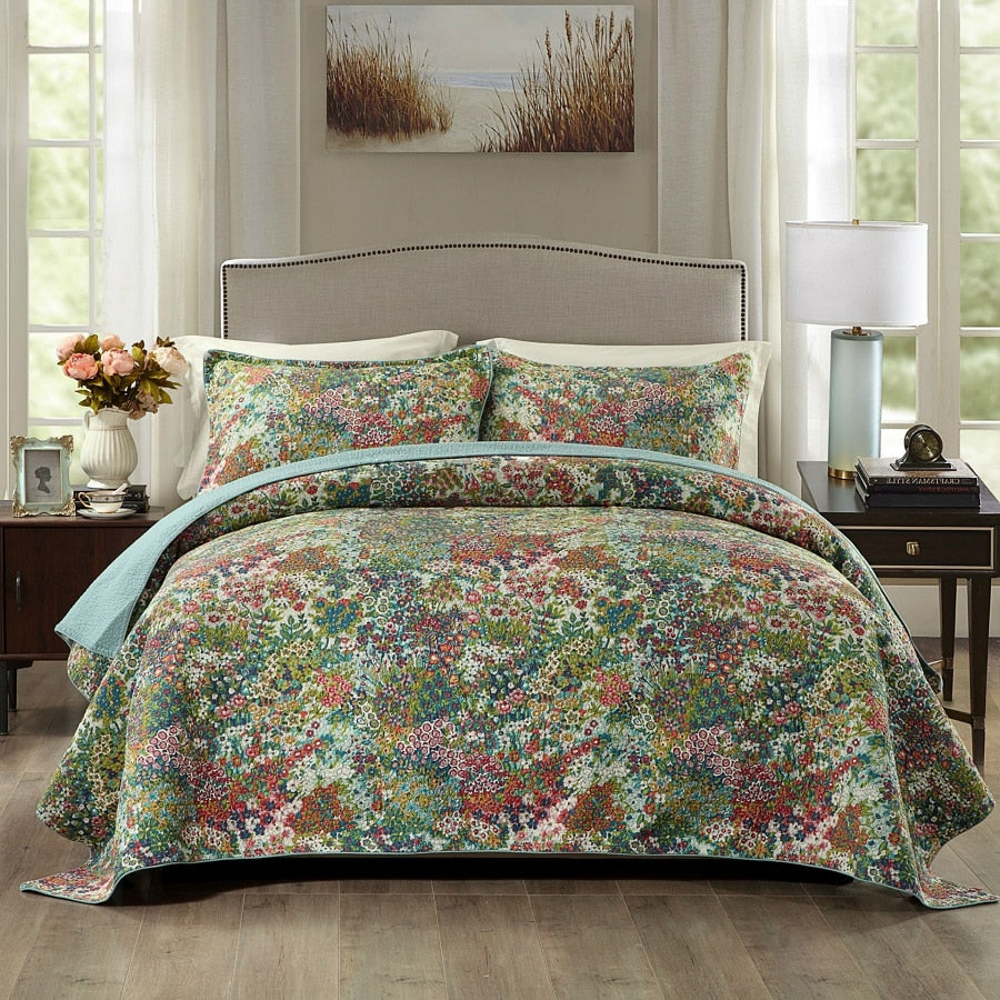 Washed Floral Pattern Bedspread