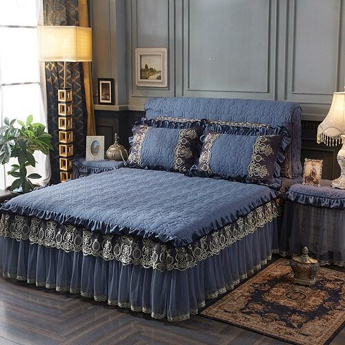 Princess Quilted Cotton Lace Bedspread Set
