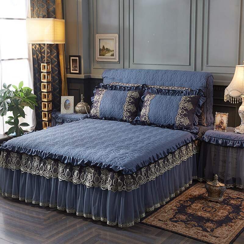 Princess Quilted Cotton Lace Bedspread Set
