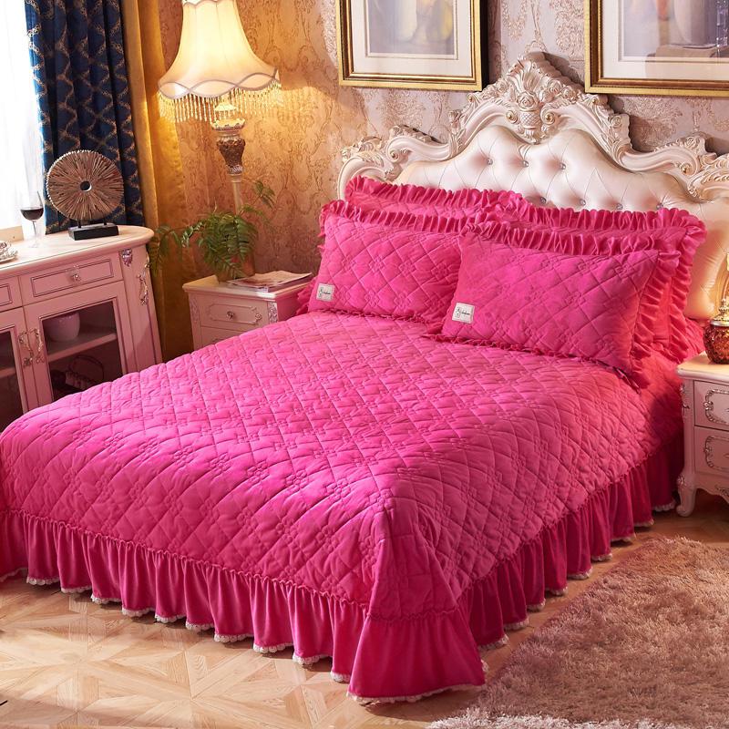 Soft Warm Fleece Quilted Thick Bedspread