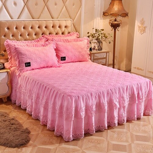 Princess Fleece Quilted Lace Bedspread