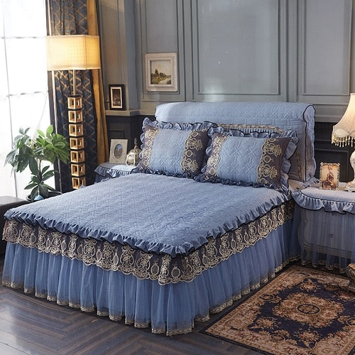 Princess Quilted Cotton Lace Bedspread Set