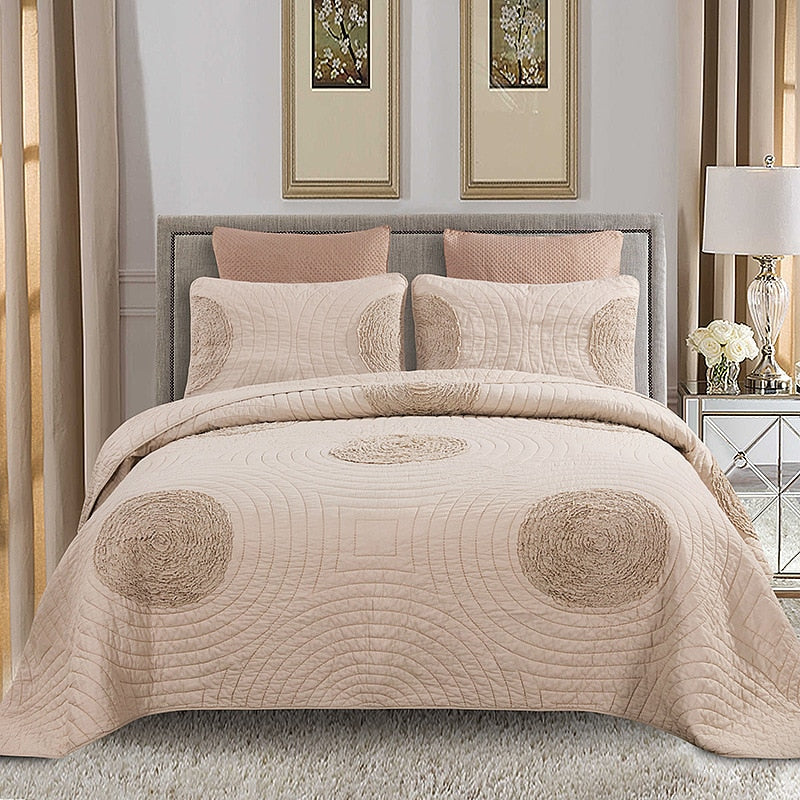 Handmade Applique Floral Chic Quilted Bedspread