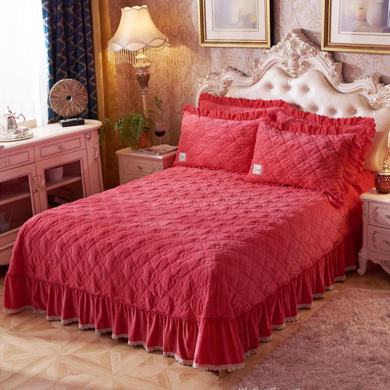 Soft Warm Fleece Quilted Thick Bedspread