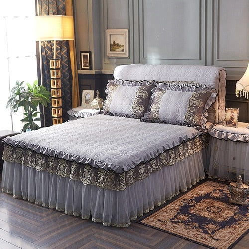 Princess Quilted Cotton Lace Bedspread Set
