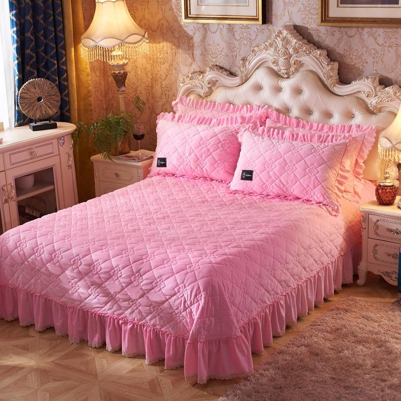 Soft Warm Fleece Quilted Thick Bedspread