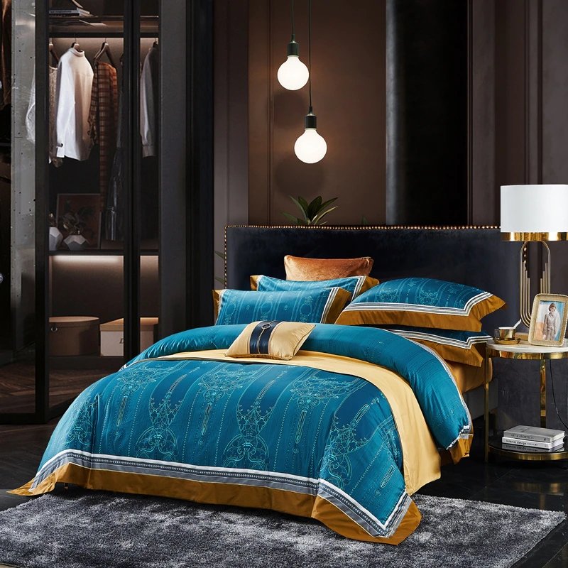 Fancy Blue Egyptian Cotton Bedding set - Decorstylish