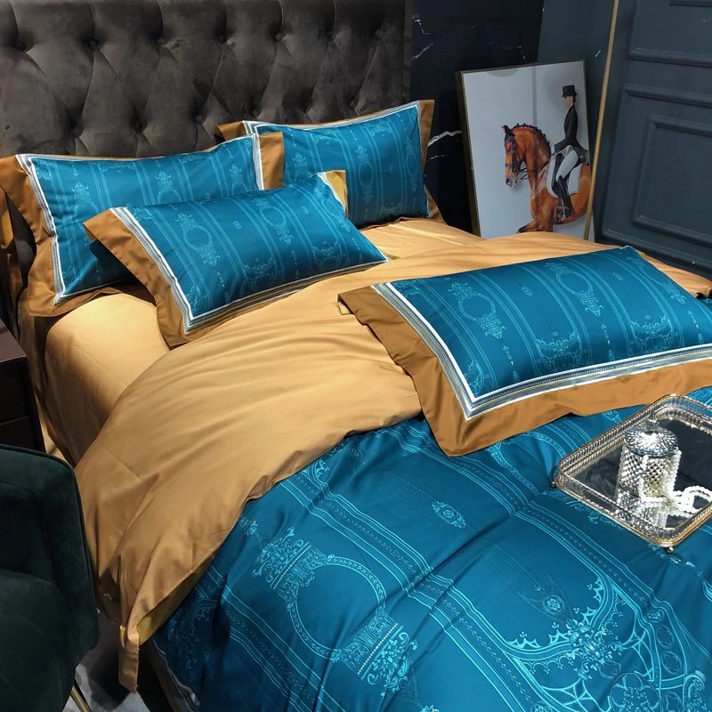 Fancy Blue Egyptian Cotton Bedding set - Decorstylish