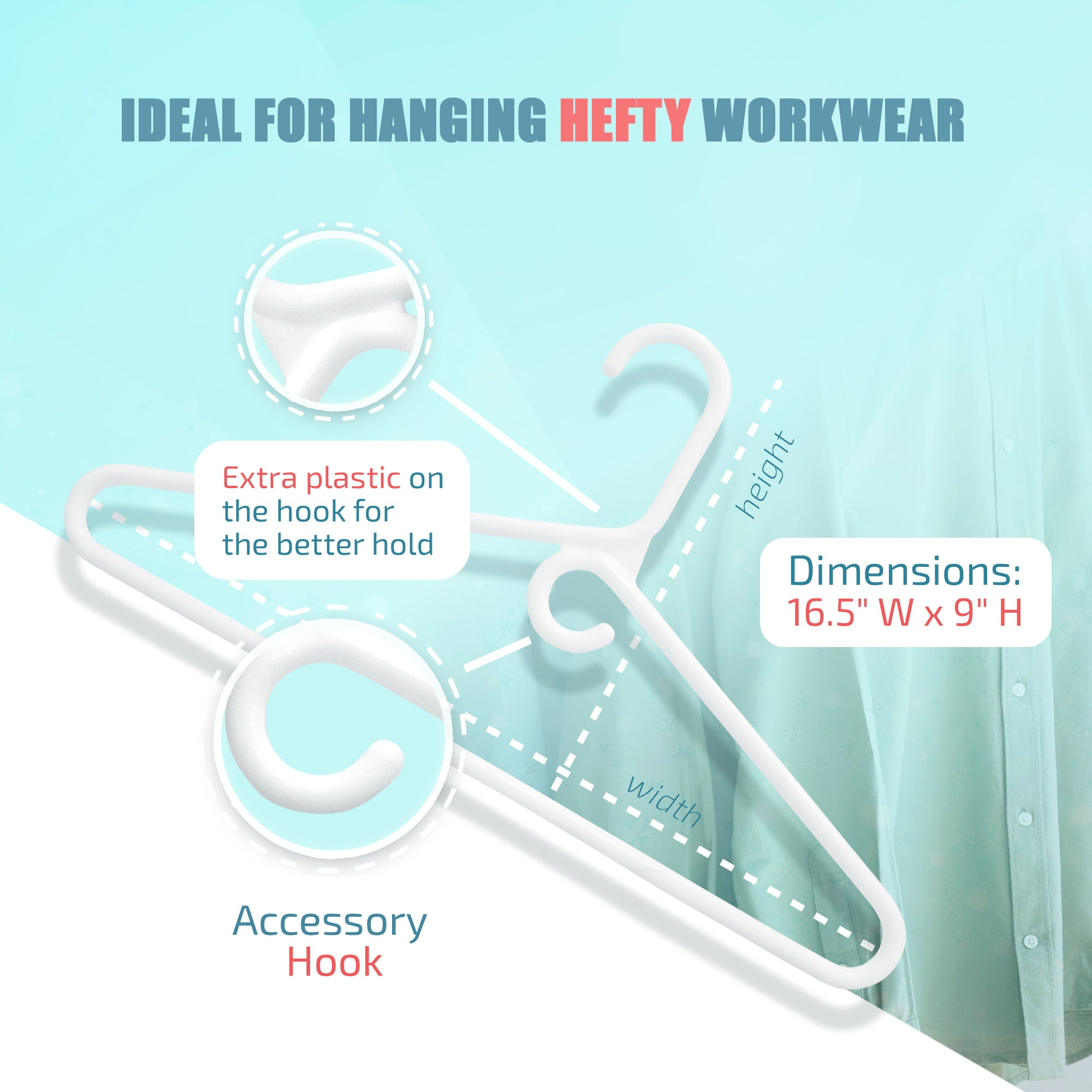 DEILSY™ White Plastic Hangers - Super Heavy Duty (10 Pack)