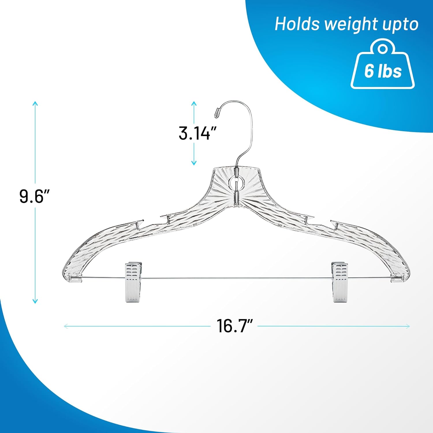 DEILSY™ Crystal Designed Clothes Hangers with Clips, 360 Swivel Hook (12 Pack)