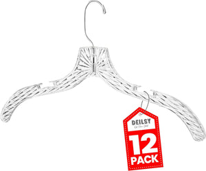 DEILSY™ Clothes Hangers Plastic Set of 12Pcs Heavy Duty Hangers Dresses, T-Shirts Shirt Hangers for Closet Organization Clear Hangers for Home, Retail Easy to Use and Durable