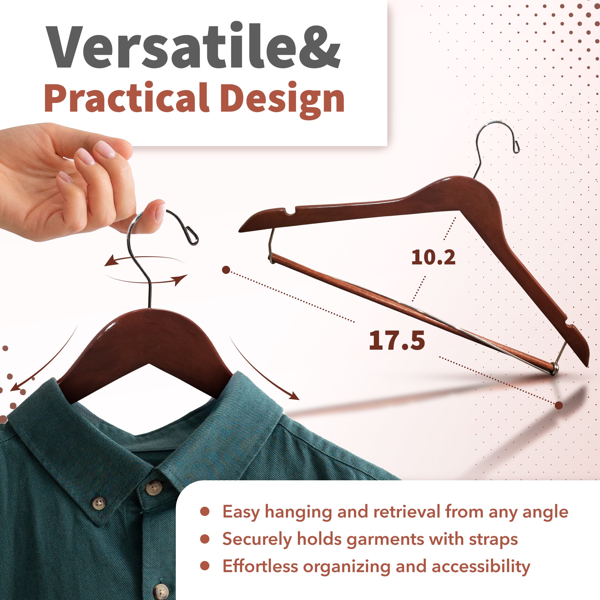 DEILSY™ Wood Suit Coat Hanger Brown (5 Pack)