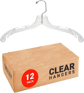 Clear Hangers 12 Pack Shirt Hangers Clear Plastic Hangers Crystal for Clothes Hangers - Hangers Space Saving Heavy Duty - Durable Shirt & Coat Hangers Closet Hangers Dress Hangers