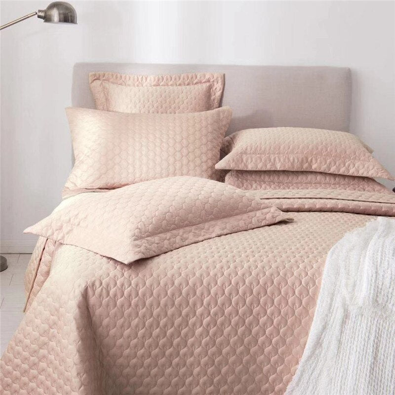 Solid Color Chic Stitched Bedspread