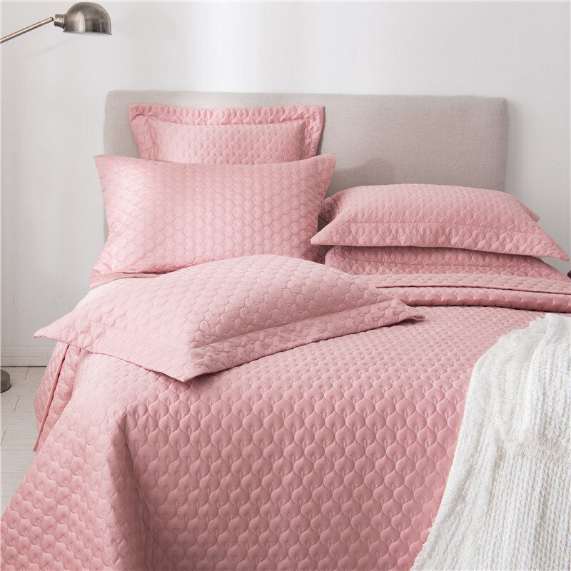Solid Color Chic Stitched Bedspread
