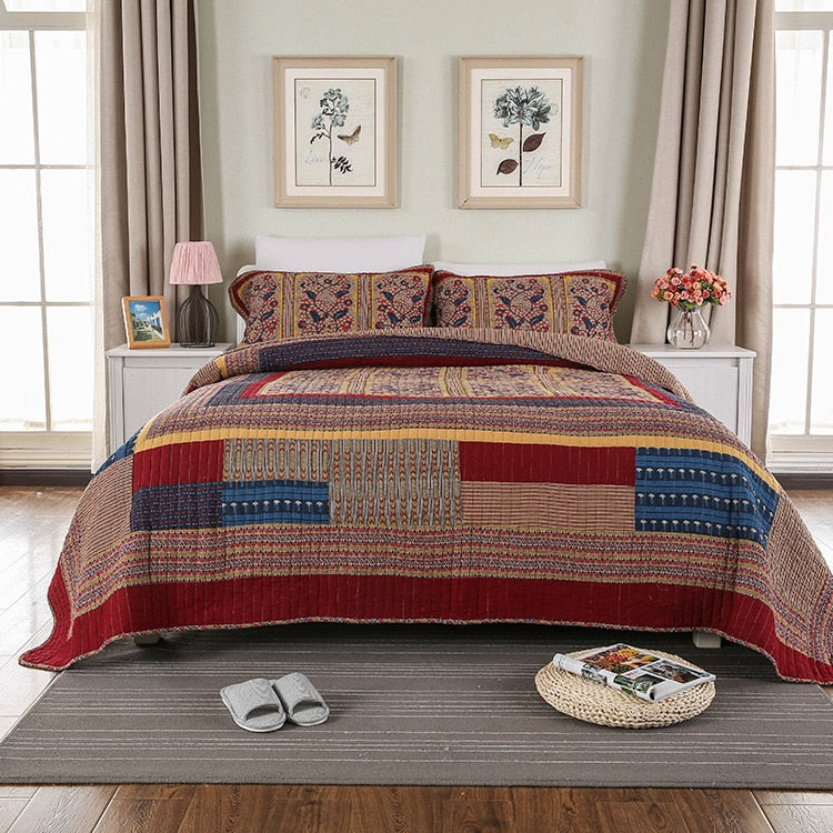 Country Style Handmade Patchwork Bedspread