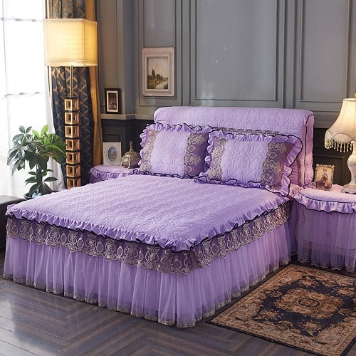 Princess Quilted Cotton Lace Bedspread Set