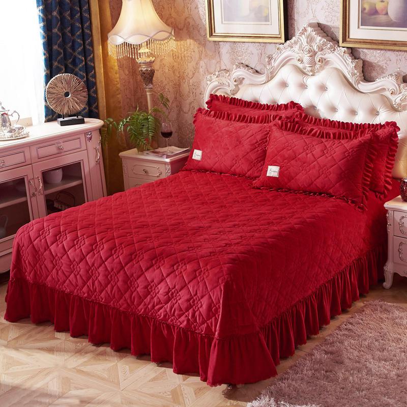 Soft Warm Fleece Quilted Thick Bedspread