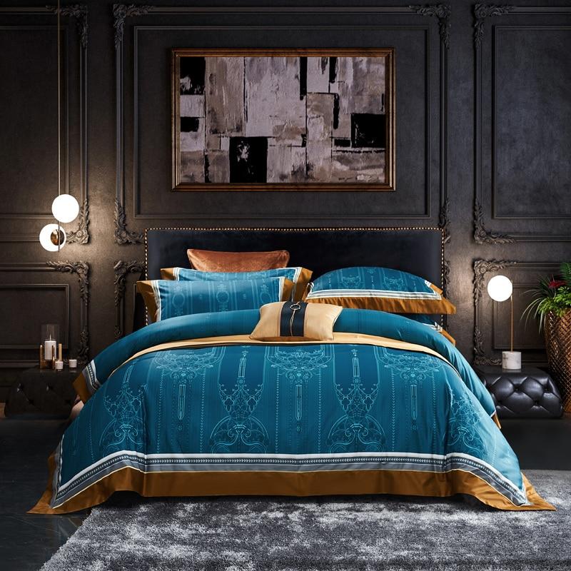 Fancy Blue Egyptian Cotton Bedding set - Decorstylish