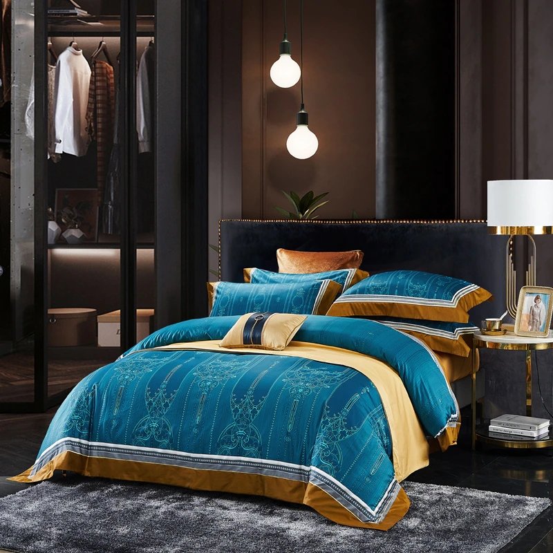 Fancy Blue Egyptian Cotton Bedding set - Decorstylish